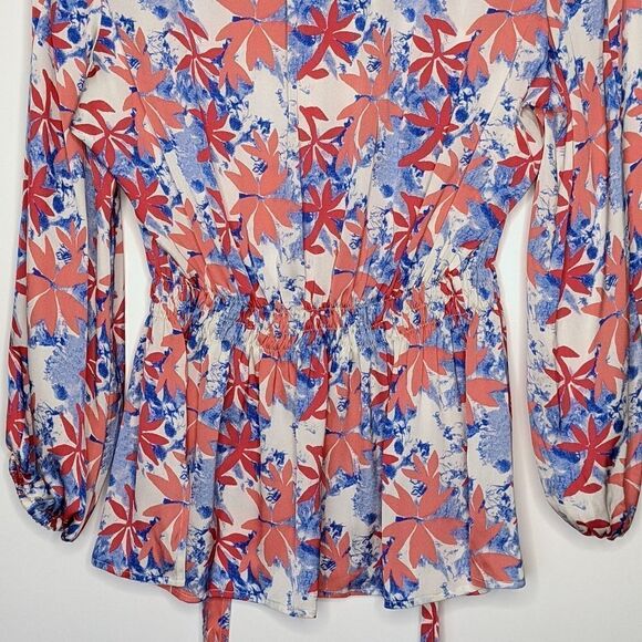 Tucker The Abigail's Party Blouse Tidy Tie Dye Floral Silk Top - Picture 9 of 9